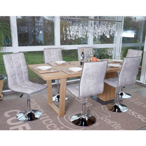 Set 6x sedie HWC-C41 design moderno tessuto sala pranzo grigio ghiaia
