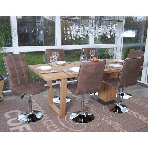 Set 6x sedie HWC-C41 design moderno tessuto sala pranzo marrone