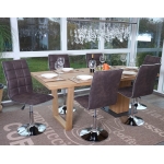 Set 6x sedie HWC-C41 design moderno tessuto sala pranzo marrone scuro vintage