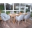 Serie Malmoe 6x sedie sala da pranzo T381 legno massiccio ~ tessuto grigio chiaro