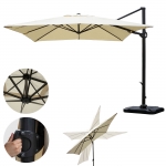 Ombrellone parasole HWC-A39 girevole 3x3m con base avorio