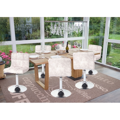 Set 6x sedie lounge Kavala tessuto 48x45x78cm grigio chiaro vintage