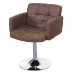 Design sedia Lounge Orlando M10 cromo tessuto 55x60x80cm marrone scamosciato