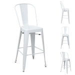 Set 4x sedie sgabelli da bar HWC-A73 design moderno metallo bianco