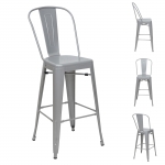 Set 4x sedie sgabelli da bar HWC-A73 design moderno metallo grigio