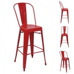Set 4x sedie sgabelli da bar HWC-A73 design moderno metallo rosso