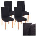 Set 4x sedie Littau tessuto soggiorno cucina sala da pranzo 43x56x90cm nero piedi chiari