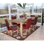 Set 6x sedie Littau pelle soggiorno cucina sala da pranzo 43x56x90cm rosso piedi chiari