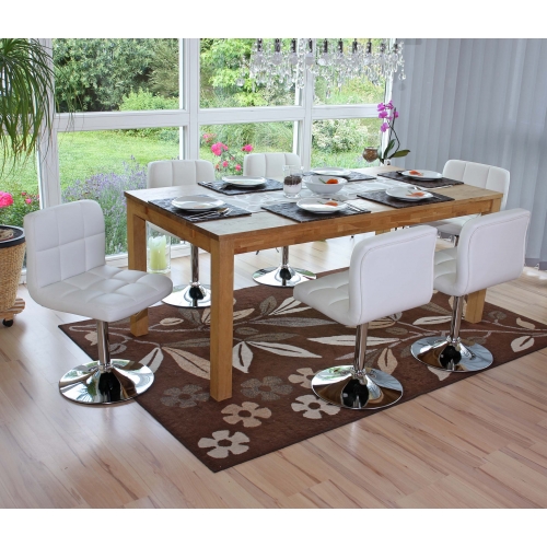 Set 6x sedie lounge girevole elegante imbottita Kavala ecopelle 49x45x80cm bianco