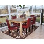 Set 6x sedie Littau ecopelle soggiorno cucina sala da pranzo 56x43x90cm rosso piedi scuri