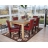 Set 6x sedie Littau ecopelle soggiorno cucina sala da pranzo 56x43x90cm rosso piedi scuri