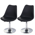 Set 2x sedie girevoli moderno elegante Malmoe T501 acciaio cromato ecopelle nero
