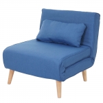 Poltrona letto relax HWC-D35 trasformabile legno tessuto blu