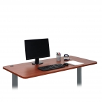 Piano tavolo per scrivania HWC-D40 HDF PVC 160x80cm ~ legno scuro