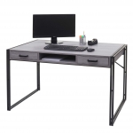 Scrivania ufficio computer HWC-A27 MDF con cassetti 70x122x75cm grigio