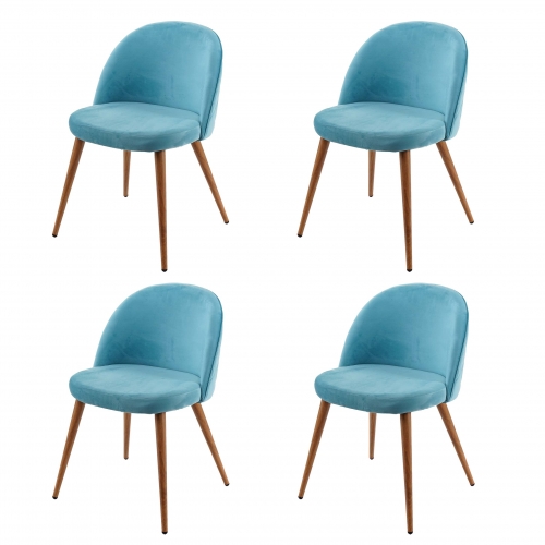 Set 4x sedie poltroncine HWC-D53 design retro anni 50 trapuntate legno velluto menta