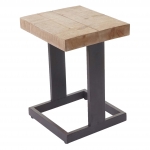 Sgabello tavolino HWC-A15 legno di pino metallo 32x36x48cm