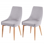 Set 2x sedie HWC-B44 II design retro anni 50 metallo tessuto grigio