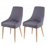 Set 2x sedie HWC-B44 II design retro anni 50 metallo tessuto grigio scuro