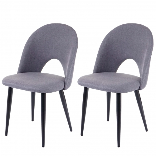 Set 2x sedie HWC-D73 design retro anni 50 metallo tessuto grigio scuro