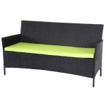 Serie Halden per l'esterno divano sofa 3 posti polyrattan antracite con cuscino verde