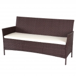 Serie Halden per l'esterno divano sofa 3 posti polyrattan marrone con cuscino avorio
