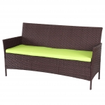 Serie Halden per l'esterno divano sofa 3 posti polyrattan marrone con cuscino verde