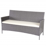 Serie Halden per l'esterno divano sofa 3 posti polyrattan grigio con cuscino avorio