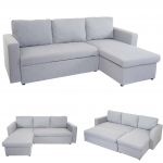 Divano letto divano angolare HWC-D92 tessuto grigio chiaro