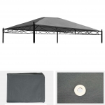 Telo di ricambio copertura tetto per gazebo Cadice poliestere 3x4m grigio