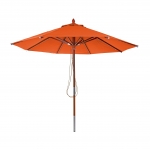 Ombrellone parasole rotondo HWC-C57 legno alluminio tessuto 300g/m 3 m arancione