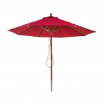 Ombrellone parasole rotondo HWC-C57 legno alluminio tessuto 300g/m 3m bordeaux
