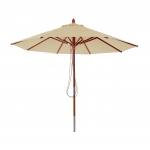 Ombrellone parasole rotondo HWC-C57 legno alluminio tessuto 300g/m 3 m avorio