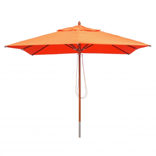 Ombrellone parasole quadrato HWC-C57 legno alluminio tessuto 300g/m 3x3m arancione