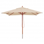 Ombrellone parasole quadrato HWC-C57 legno alluminio tessuto 300g/m 3x3m avorio