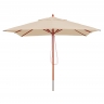 Ombrellone parasole quadrato HWC-C57 legno alluminio tessuto 300g/m 3x3m avorio