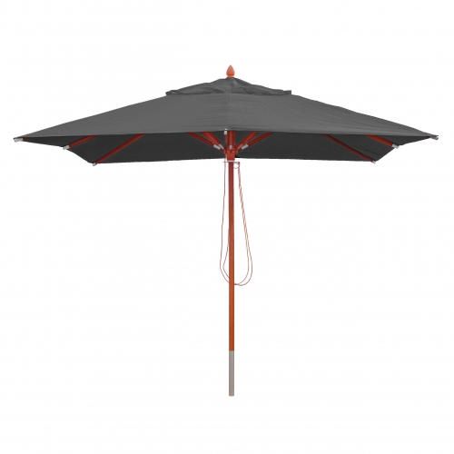 Ombrellone parasole quadrato HWC-C57 legno alluminio tessuto 300g/m 3x3m antracite