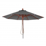 Ombrellone parasole rotondo HWC-C57 legno alluminio tessuto 300g/m 4m antracite