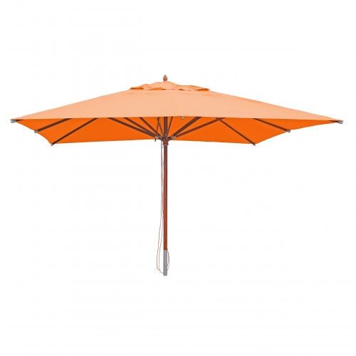 Ombrellone parasole quadrato HWC-C57 legno alluminio tessuto 300g/m 4x4m arancione