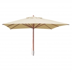 Ombrellone parasole quadrato HWC-C57 legno alluminio tessuto 300g/m 4x4m avorio