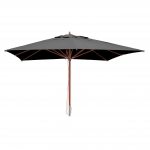 Ombrellone parasole quadrato HWC-C57 legno alluminio tessuto 300g/m 4x4m antracite