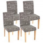 Set 4x sedie Littau tessuto soggiorno cucina sala da pranzo 43x56x90cm grigio scritte piedi chiari