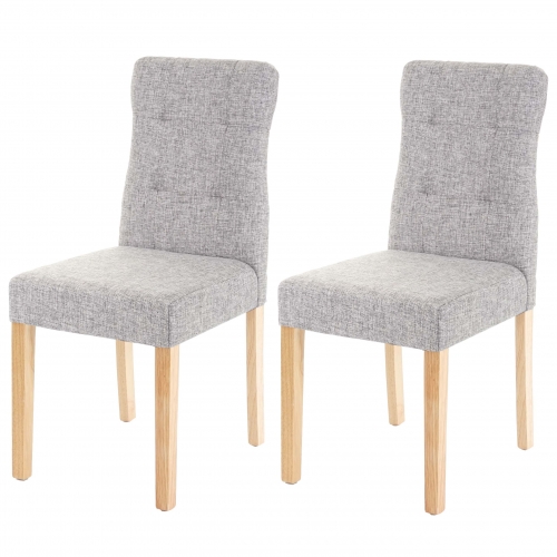 Set 2x sedie HWC-E58 sala da pranzo legno tessuto grigio gambe chiare