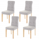 Set 4x sedie HWC-E58 sala da pranzo legno tessuto grigio gambe chiare