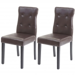 Set 2x sedie HWC-E58 sala da pranzo legno ecopelle marrone gambe scure