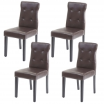 Set 4x sedie HWC-E58 sala da pranzo legno ecopelle marrone gambe scure