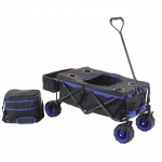 Carrello carriola pieghevole HWC-E62 ruote fuoristrada ~ con tetto/tasca + borsa frigo blu
