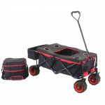 Carrello carriola pieghevole HWC-E62 ruote fuoristrada ~ con tetto/tasca + borsa frigo rosso