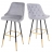 Coppia sgabelli sedie bar poggiapiedi HWC-E70 velluto grigio