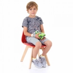 Set 2x sedie per bambini HWC-E81 ecopelle plastica rosso